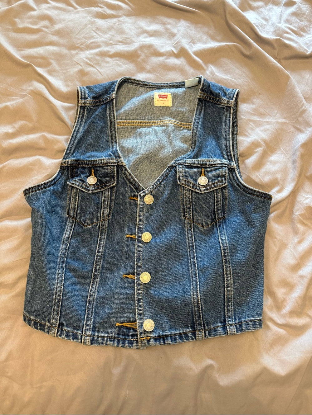 Levi's Medium Blue Denim Button-Up Vest